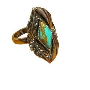 Fashion jewelry southwestern style imitation Turquoise silver tone Ring size 8
